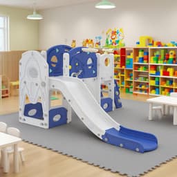 8-in-1 kinderglijbaan voor peuters jaar, binnen en buiten, vrijstaande glijbaan van HDPE en PP, met klimladder, tunnel, opbergruimte, basketbalkorf en speeltelescoop, tot 50 kg — thumbnail 5