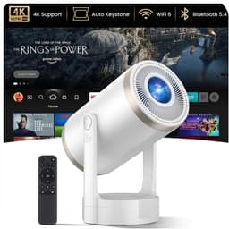 Beamer, ondersteunt 4K 1080P, mini-projector Android 12.0, WiFi, 6, Bluetooth 5.4, 260 lumen, automatische keystone-correctie, 3 installatiemogelijkheden, 180° rotatie voor thuisbioscoop — thumbnail 1