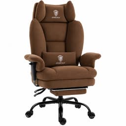 Dowinx Gamingstoel - Ergonomische Bureaustoel - Grote Bureaustoel - Ademende Stof en Flueel - Met Voetensteun en Verstelbare Rug - Bureaustoel Gaming chair - Bruin — thumbnail 1