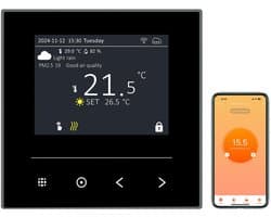 Slimme Thermostaat voor Elektrische Vloerverwarming, Digitale Programmeerbare Kamerthermostaat 16A, WiFi-elektrische verwarmingsthermostaat compatibel met Alexa, /