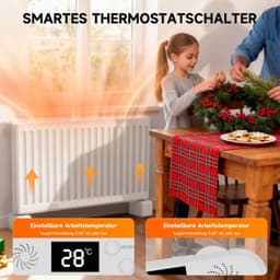 Radiatorventilator 2026 Smart, instelbare snelheid, ultra-stille verwarmingsversterker met thermostaat, bespaart tot 25% verwarmingskosten (3 ventilatoren, 3 stuks) — thumbnail 3