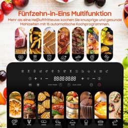 Heteluchtfriteuse Dual Zone 23L - XXL Airfryer met uitneembare scheider, heteluchtfriteuse met French Door, 15 programma's, groot venster, 5 sets accessoires, recepten — thumbnail 3