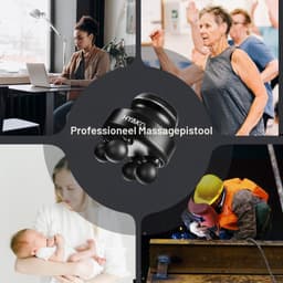 Massagepistool, massagepistool, 4-koppen, 5 modi, verstelbare mini-diepweefselmassager voor rug, nek en benen en het hele lichaam, elektrisch handmassageapparaat voor spiermassage — thumbnail 5