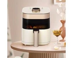 Transparante airfryer - Kleine heteluchtfriteuse - Gezonder koken - Kookproces bekijken - 21.5 cm - Beige