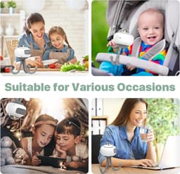 Kinderwagen ventilator oplaadbaar – stille USB ventilator met flexibel statief – 4 standen – 360° draaibaar — thumbnail 5