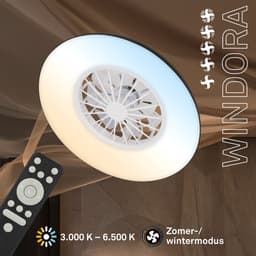 BRILONER Windora - Plafondventilator met verlichting - LED plafondlamp met ventilator - dimbaar - 5 snelheden - ventilatorlamp zomer- en wintermodus - CCT - Ø48.5 cm - zwart — thumbnail 5