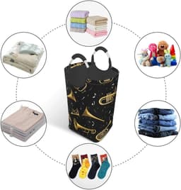 Modieuze Wasmand - Vuile Kleding Opslag - Huishouden Organiseren - Waterdicht Oxford Doek - 50 Liter Capaciteit - Zwart — thumbnail 4