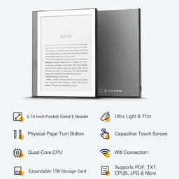 E-reader - Elektronisch boek - Lezen onderweg - Instelbare kleurtemperatuur - 5.76 inch - Grijs — thumbnail 2