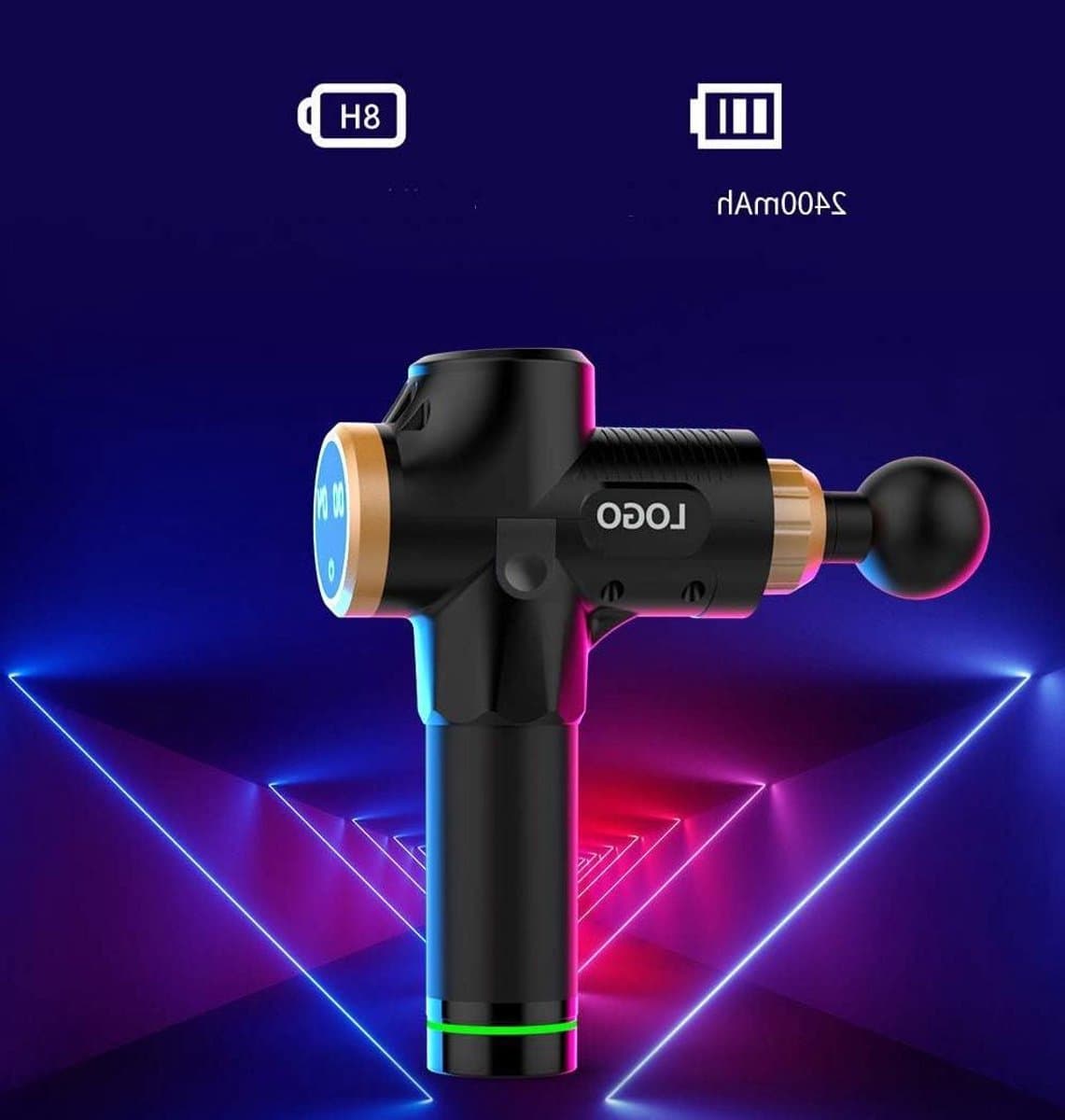 Massagepistool - Spierstimulator - Spierherstel - 30 snelheden - 2400 mAh - Zwart — afbeelding 1