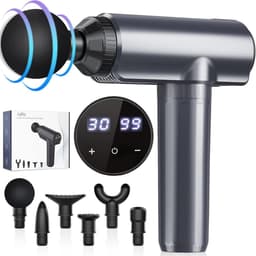 Beenmassageapparaat - Grijs - Percussietherapie Spiermassagepistool met 6 Massagekoppen en LCD-Display - Voor Spierpijnverlichting — thumbnail 1