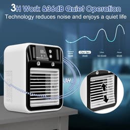 KZQ Draagbare Mini Verdampingsventilator met 2 Snelheden, Koele Nevelstand, Digitaal Display, Geschikt voor Auto, Slaapkamer, Kantoor en Kamperen — thumbnail 5