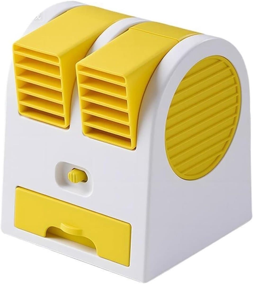 Stille mini-bureauventilator, oplaadbaar via USB, draagbaar ontwerp, geschikt voor dagelijks gebruik in studentenkamers, kantoren en thuis - Geel — afbeelding 1