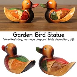 2 stuks Mandarijneendbeelden, houten handbeschilderde figuren, tuinvogelornament, kunstsculptuur voor buiten, verzamelobjecten — thumbnail 4