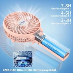 Draagbare Mini-Ventilator - Oplaadbare Handventilator met 3 Snelheden voor Buiten en Reizen — thumbnail 5