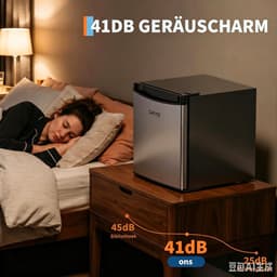 Stille minikoelkast van 45 l met roestvrijstalen voorkant – 5 temperatuurstanden (0–18 °C) – groentelade – ingebouwd vriesvak – ledverlichting – verstelbare voetjes – compact – energiezuinig [Energieklasse A] — thumbnail 3