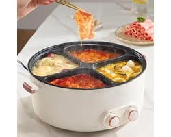 Elektrische Stoofpot - Multicooker 4 Vaks - Gelijk Koken - Dubbele Temperatuurzones - 6 Liter Capaciteit - Roestvrij Staal