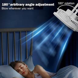 Kleine Ventilator - Tafelventilator Clip - Koel Blijven - Multifunctioneel LED - 10.6x19.4x10.6cm - Wit — thumbnail 5