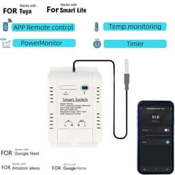 Slimme Temperatuurschakelaar - WiFi Thermostaat Sensor - Thuiskantoor Automatisering - Realtime Bewaking - 16A - Wit — thumbnail 3