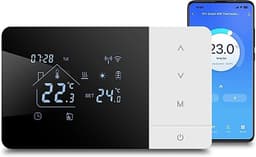 Thermostaat Huis - Temperatuurregelaar Slim - Klimaatregeling Thuis - Touchscreen Spraakbediening - 14 x 8.1 x 2 cm - Zwart Wit — thumbnail 1
