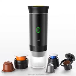 3-1 Draagbare reis espressomachine voor camping of onderweg - Espresso - Nespresso - Dolce Gusto - Gemalen koffie - Oplaadbaar - Zwart — thumbnail 2