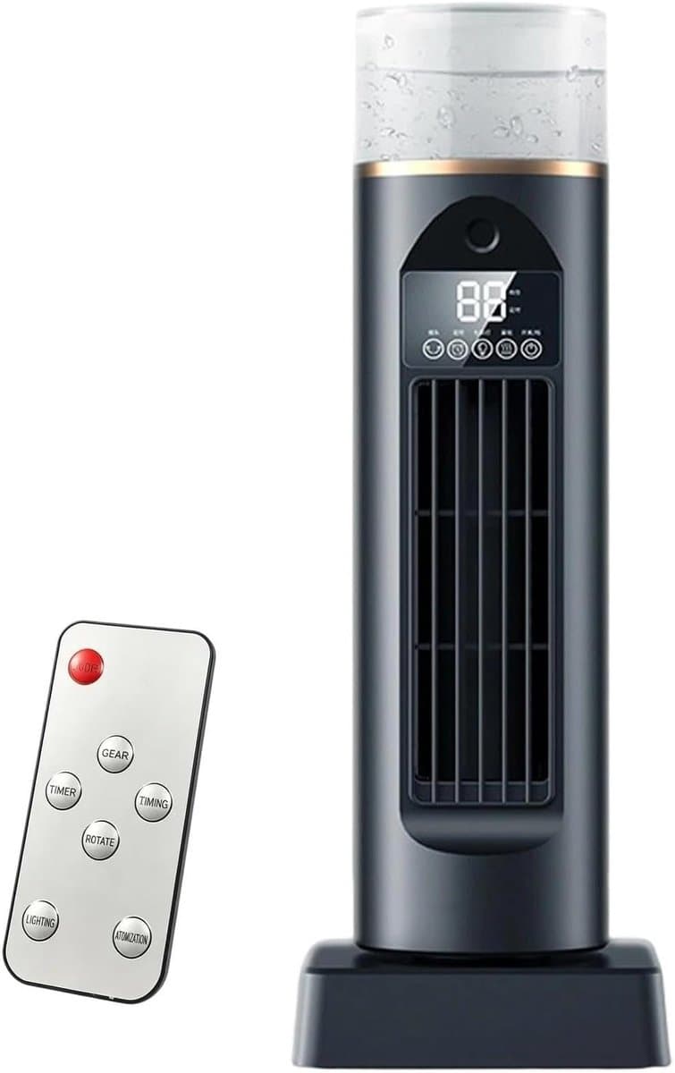 Torenventilator - Bladloze ventilator - Stille koeling - Instelbare luchtstroom - 38x14x38 cm - Zwart — afbeelding 1