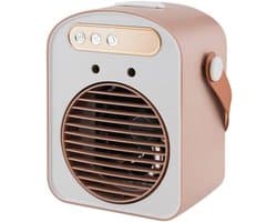 Geluidsarme Mobiele Airco en Luchtkoeler - Mini Airco Draagbare Ventilator met Waternevel - Tafelventilator voor Kantoor en Slaapkamer - 500ml & 1300mAh