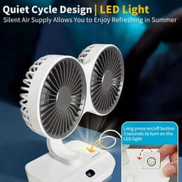 Ventilator met Licht - Tafelventilator USB - Persoonlijke Koeling - 4 Snelheden - Klein formaat - Wit — thumbnail 3
