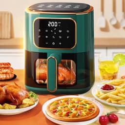 Digitale Airfryer - Heteluchtfriteuse - Gezond Bakken - Zichtbaar Venster - 45L Capaciteit - Zwart — thumbnail 3