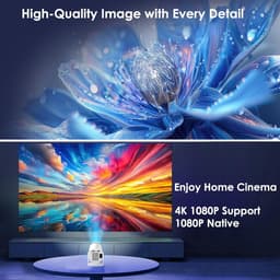 SnelShoppen - Mini Projector 4K 1080P Draagbare Beamer voor Feest, Camping, Tuin, Kinderen - Compact, Lichtgewicht, Hoogwaardige Beeldkwaliteit — thumbnail 3