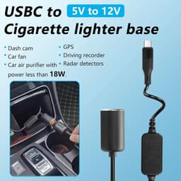 SnelShoppen - USB-C naar 12V Sigarettenaansteker Adapter, 30cm Krachtige Oplaadkabel voor Dashcam, GPS, LED Verlichting en Auto Elektronica - 18W Max — thumbnail 5