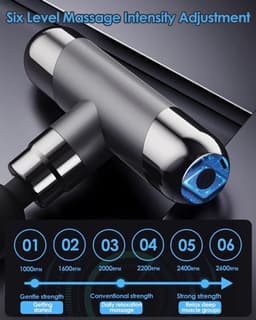 Diep weefselmassagepistool, 6-standen rug- en nekpercussiemassage, 4-kops draadloos spiermassageapparaat, pijnverlichting, Type-C-oplaadbaar, reisformaat — thumbnail 5