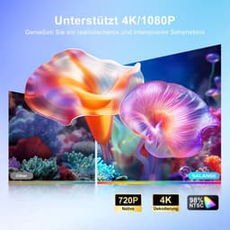 SnelShoppen - Mini Projector 4K Draagbare Beamer, Smart Android, WiFi 6, Bluetooth 5.4, 8000L Helderheid, Automatische Keystone-Correctie, 270° Rotati — thumbnail 5
