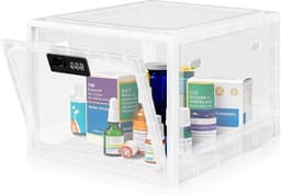 Thijox - Transparante Afsluitbare Doos met Cijferslot, Veiligheidsbox voor Medicijnen, Mobiele Telefoon, Snacks, Stapelbare Opbergdoos voor Koelkast ( — thumbnail 1