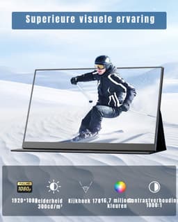 Nexvo® Draagbare Monitor voor Laptop – Portable Monitor 15,6 Inch – Draagbaar Scherm 1080FHD – Groot kleurenbereik - Zwart - ‎‎41cm x 27cm x 6cm — thumbnail 3