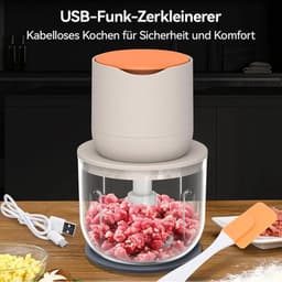 Deze groentesnijder, snoerloze elektrische keukenmachine en miniblender wordt geleverd met een glazen kom van 600 ml en kan worden gebruikt voor het verwerken van vlees, groenten, uien, knoflook, fruit en noten. — thumbnail 3