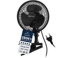 Ventilator 20 cm met 2 Snelheden – Stil, 360° Draaibaar en 100° Kantelbaar – 15W – Zwart