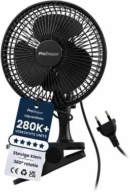 Ventilator 20 cm met 2 Snelheden – Stil, 360° Draaibaar en 100° Kantelbaar – 15W – Zwart — thumbnail 1
