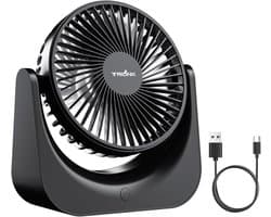 USB Tafelventilator - Stil - Mini Bureauventilator - 5 Snelheden - Verstelbare Kantelhoek - USB Aangedreven 17 cm