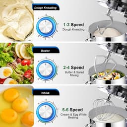 SnelShoppen - Krachtige Keukenmachine 2000W - 3-in-1 Food Processor met 6 Snelheden, 8L RVS Kom, Kneedhaak, Garde & Spatdeksel voor Perfecte Deegberei — thumbnail 5