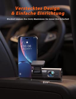 SnelShoppen - Dash Cam Front 1440P QHD - Mini Auto Camera Video Recorder met 170° Hoek, Nachtzicht, WDR, Parkeerbewaking en G-Sensor - Compacte Autoca — thumbnail 4