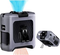 Tailleventilator – 10000 mAh Draagbare Ventilator – Krachtige Luchtstroom – LED Lamp & Powerbank – Met Stalen Clip – Zwart/Grijs — thumbnail 1
