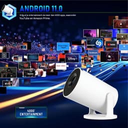 GELLDG Videoprojector - Kortstondige Focus Draagbare Mini Beamer - 15.5x9.4cm - Android 14 WiFi 6 Bluetooth 5.4 Auto Keystone - Geschikt voor Thuisbioscoop en Buitengebruik - Kunststof - Wit — thumbnail 4