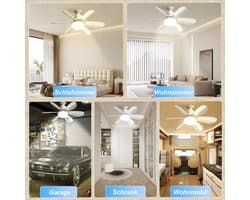 Plafondventilator met verlichting - Ventilatorlamp - Comfortabele Luchtcirculatie - Afstandsbediening en Timer - 52CM - Wit