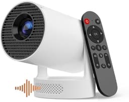 Klarven® Mini beamer Wit - 4K ondersteuning, WiFi 6 en Bluetooth 5.4 - Android 11, Ingebouwde luidspreker 5W, 180° draaibaar - B 10 x D 10 x H 18 cm — thumbnail 1