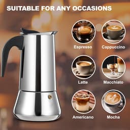 9 Cup Stovetop Espresso Maker Stainless Steel Moka Pot Espresso Maker Percolator Italian Coffee Maker Capable Mocha Coffee Machine Cafe Percolator Classic Maker for Home & Camping 450ml 15oz — thumbnail 3