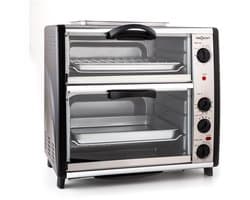 Klarstein Oven All-You-Can-Eat Dubbele Grill - 42L 2350W - Mini-Oven Bakoven met Draaispit - voor Keuken - Thermostaat Grillplaat Roosters - 2 Bakcompartimenten BBQ-Functie - Tafeloven