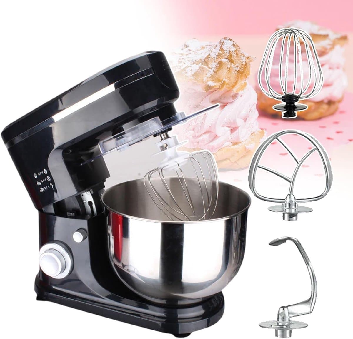 Keukenmixer - Deegmenger - Bakken en koken - 6L RVS kom - 1500W - Zwart — afbeelding 1