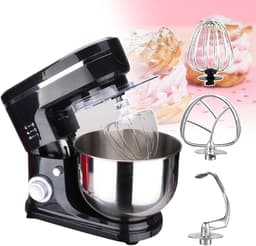 Keukenmixer - Deegmenger - Bakken en koken - 6L RVS kom - 1500W - Zwart — thumbnail 1