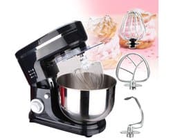 Keukenmixer - Deegmenger - Bakken en koken - 6L RVS kom - 1500W - Zwart