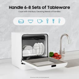Tafelvaatwasser - Mini vaatwasser - Servies Reinigen - Compact 2-niveaus - 6-8 couverts - Wit — thumbnail 3